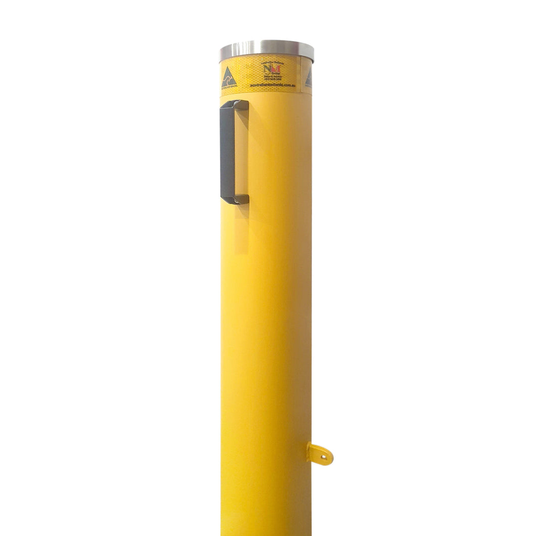 Anti-Ram Raid Access Control Removable Pad Lockable Bollard - AB-WTPL140-Y - anti ram raid roller door lock down kits, bollards, high impact bollards, Ram Raid bollards, removable bollards, sub-surface mounted bollards, VBIED bollards, VBT bollards - Australian Bollards  