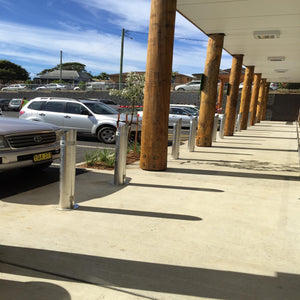 Stainless Steel - Designer Curved Bollard - base plated bollards, bollards, designer bollards, stainless steel bollards, surface mount bollards, VBIED bollards, VBT bollards - Australian Bollards  